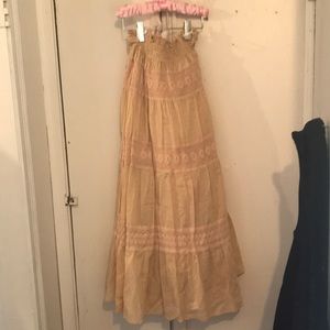 Tan textured ruffled beige skirt